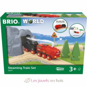 Circuito con locomotiva a vapore rossa - Brio